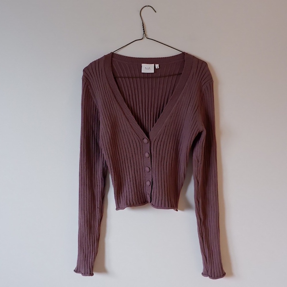 NIA LOUNGEWEAR Ribbed Cardigan Sweater